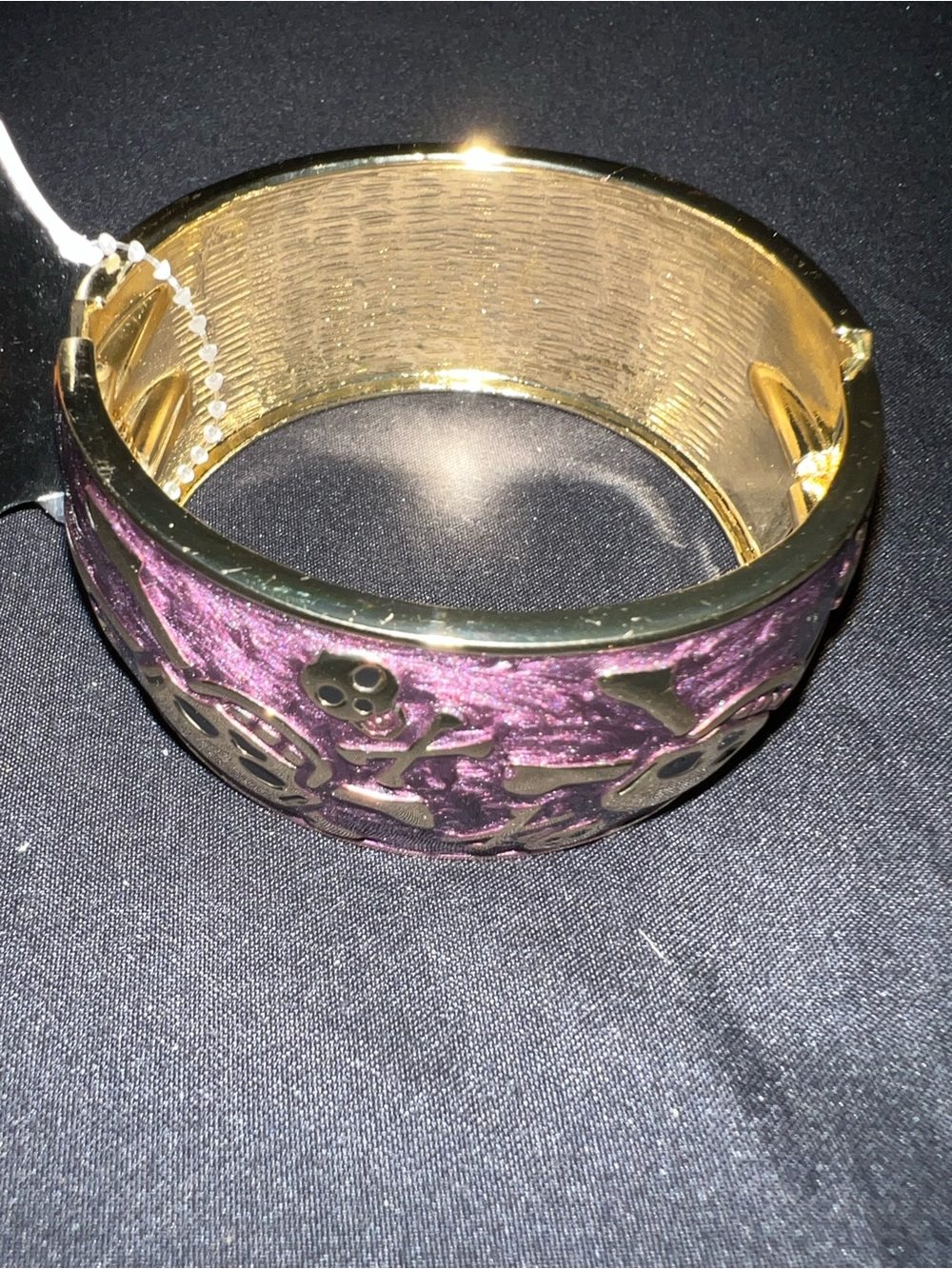 Halloween costume Jewelry Gold-Tone Purple Enamel Floral Bangle Bracelet